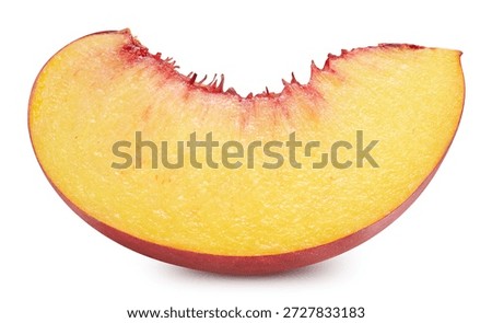 Peach clipping path. Peach fruit with peach slice isolated on white background. High End Retouching 