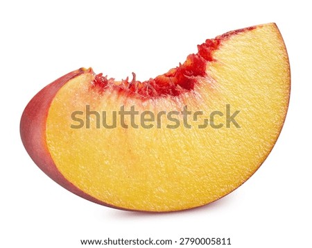 Peach clipping path. Peach fruit with peach slice isolated on white background. High End Retouching 