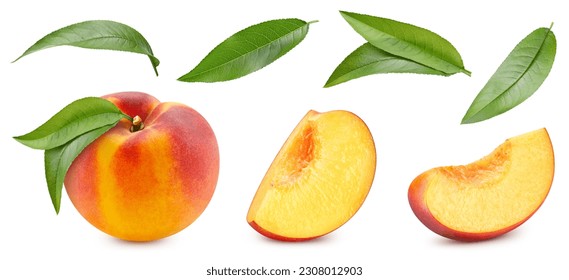 Peach collection. Peach with clipping path isolated on a white background. Full depth of field - Powered by Shutterstock