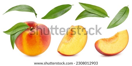 Peach collection. Peach with clipping path isolated on a white background. Full depth of field