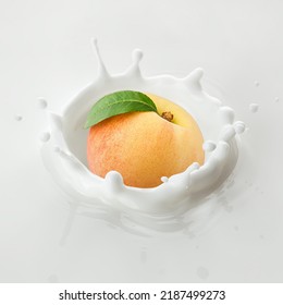 Peach Falls Into Milk, Yoghurt, Sour Cream, Splash