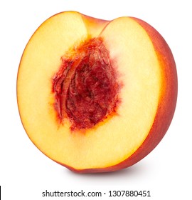 Peach half. Fruits isolated on white background. Peach Clipping Path