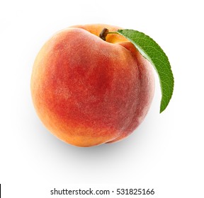 Peach Isolated In Close-up