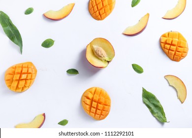 Peach Mango Fruit Tile Background