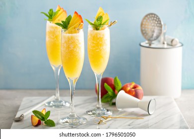 Peach Mimosa Or Bellini Cocktails For Brunch