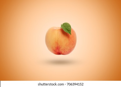 Peach on an orange background. Artistic background.
