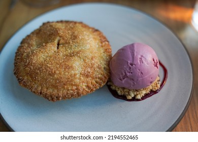 Peach Pie With Blackberry Ice Cream