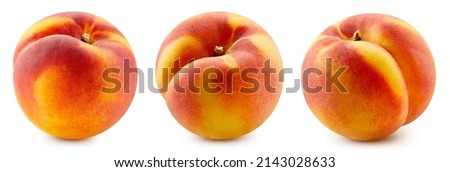 Peach set clipping path. Collection peach isolated on white. Full depth of field