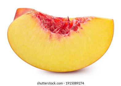 Peach. Peach slice. Full depth of field. With clipping path.