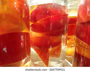  Peaches Canned In Glass Jar, Peach Compote 