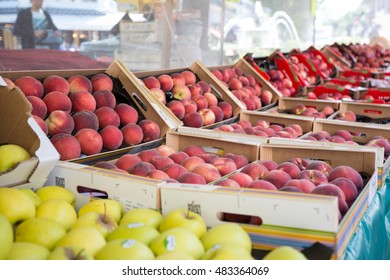 Peaches In The Market At Rue Mouffetard In Paris