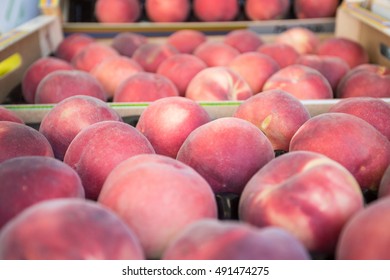 Peaches In The Market At Rue Mouffetard In Paris