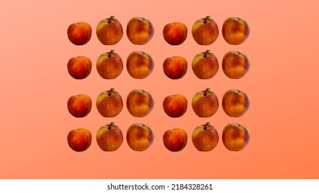 Peaches of various sizes on orange gradient background - Shutterstock ID 2184328261