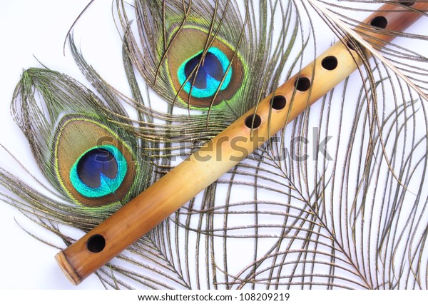 Peacock Feather Indian Flute Stock Photo (Edit Now) 108209219