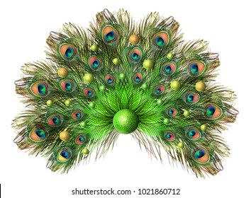 Peacock Feathers. Carnival. Peacock's Tail. Decoration For A Carnival Costume