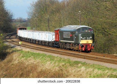 Peak Class Diesel Locomotive On Freight Train. Kinchley Lane, Great Central Railway. UK