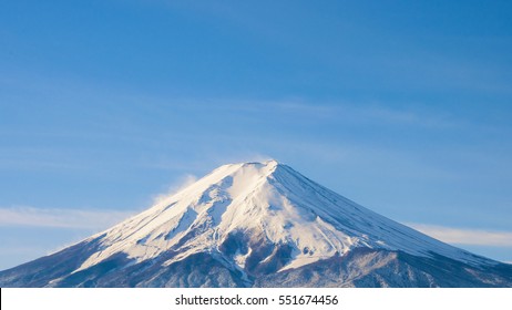 The Peak Of Fuji Mountain In Winter Season, Japan