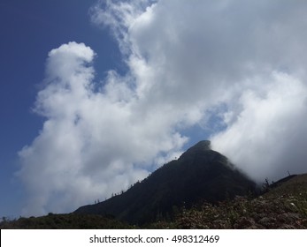 peak of mountain cover in cloud