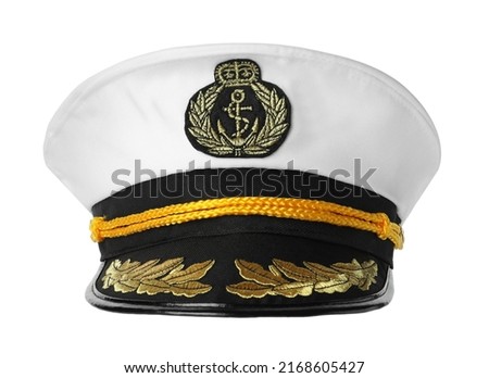 Peaked cap with accessories isolated on white