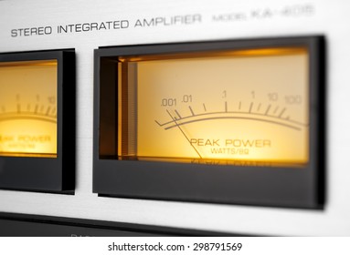 Peak-meters Of A Vintage Stereo Hi-fi Amplifier