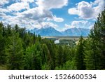 Peaks of the Grand Teton range at the Grand Teton national park in Wyoming (USA)