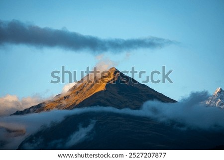 Similar – Image, Stock Photo Snowy mountains against blue sky