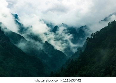 Peaks And Ridges Of Mount Cangshan Covered By Clouds And Fog, In Dali, Yunnan, China