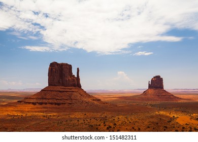 Peaks of rock formations in the Navajo Park of Monument Valley in Utah
