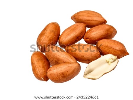 pealed and Open peanuts isolated on white