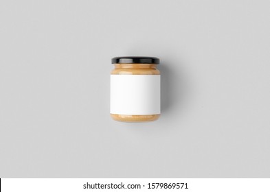 Peanut, Almond, Nut Butter Jar Mockup With Blank Label.