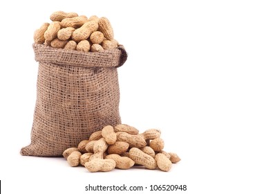 Peanut In A Bag On A White Background