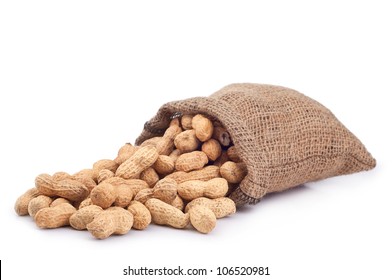 Peanut In A Bag On A White Background