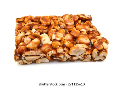 Peanut Bar. Isolated Over White Background