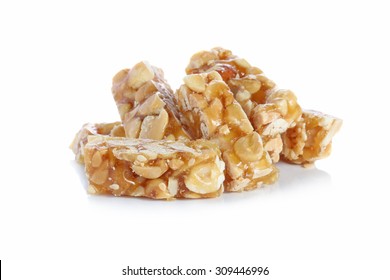 Peanut Brittle Isolated On White Background