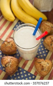 Peanut Butter And Banana Milkshake With Oatmeal Muffins