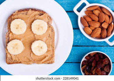 Peanut Butter Bread With Banana,almond, Dried Grape