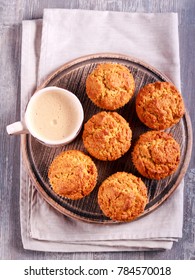 Peanut Butter Cakes And Cup Of Coffee