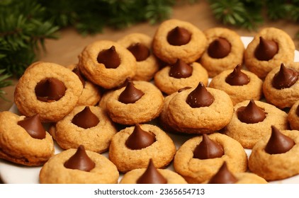 Peanut Butter Chocolate Kiss Christmas Cookies - Powered by Shutterstock