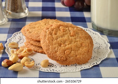 Peanut Butter Cookies With Butterscotch Chips And Milk