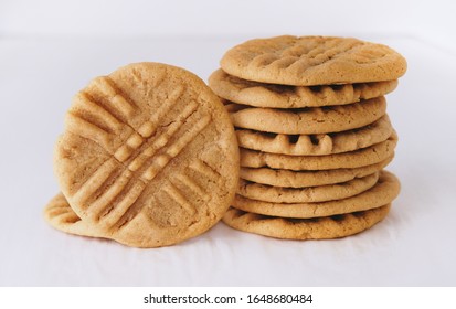 Peanut Butter Cookies Isolated On White Background.