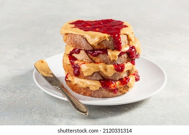 peanut butter and jam sandwich, american traditional bread toast - Powered by Shutterstock