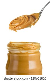 Peanut Butter In Jar With Spoon