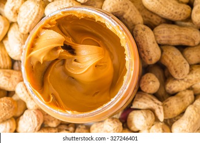 Peanut butter jar top view