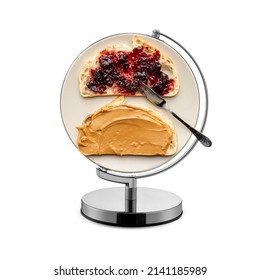 Peanut Butter and Jelly Day, national Peanut Butter and Jelly  Day, international Peanut Butter and Jelly Day, world Peanut Butter and Jelly Day, plate on top of the globe stan - Powered by Shutterstock