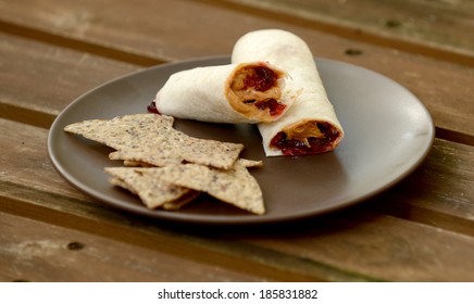 Peanut Butter And Jelly Wrap With Tortilla Chips