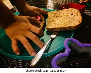 Peanut Butter Sandwich In The Making.