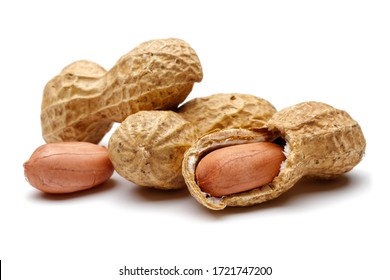 Peanut isolated on white background, macro shot
