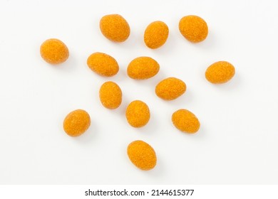 Peanut with Sea Salt and Crispy Refined Chili Coating.Snacks Isolated on a White Background - Shutterstock ID 2144615377