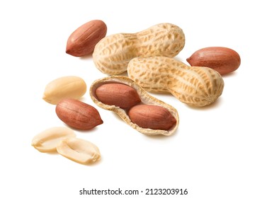 Peanuts isolated on white background. In shell and peeled. Package design element with clipping path - Powered by Shutterstock