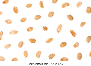 Peanuts. Peanuts on a blank (white) background. Top view. Isolated.